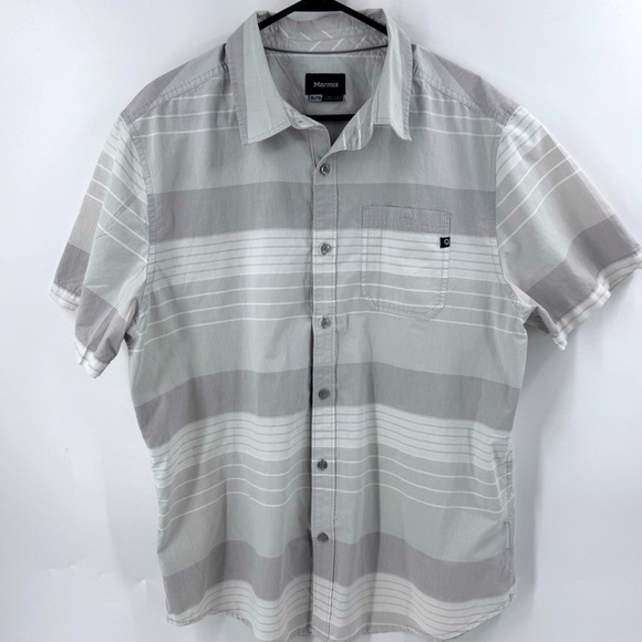 Marmot Gray & Wht ShortSleeve Button Down Shirt- Size X- Large - Picture 1 of 6